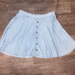 Light Blue A-Line Button Skirt